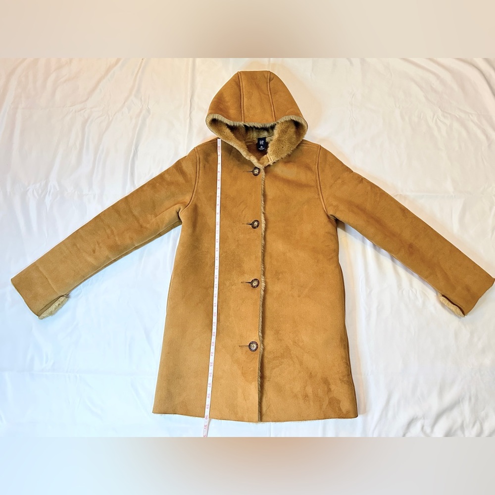 Vintage Y2K Gap Suede Hooded Winter Coat - Tan/Brown - Women’s XS / Girl’s XL - Picture 10 of 12